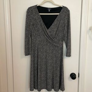Chaps Polka Dot Faux Wrap Dress Dress